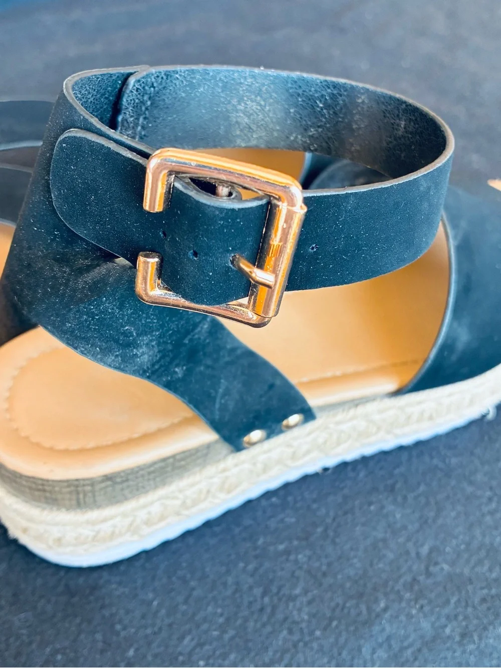 Black Espadrille Sandals with Ankle Strap